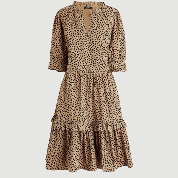 J.Crew Cheetah Print Tiered Poplin Dress - Picture 3 of 5